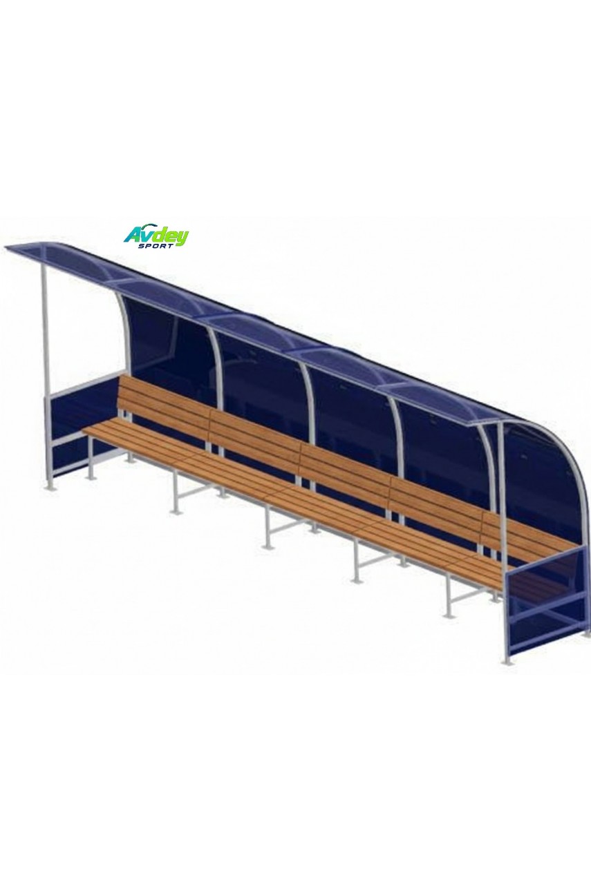 Скамейка для запасных игроков с навесом на 10 мест
