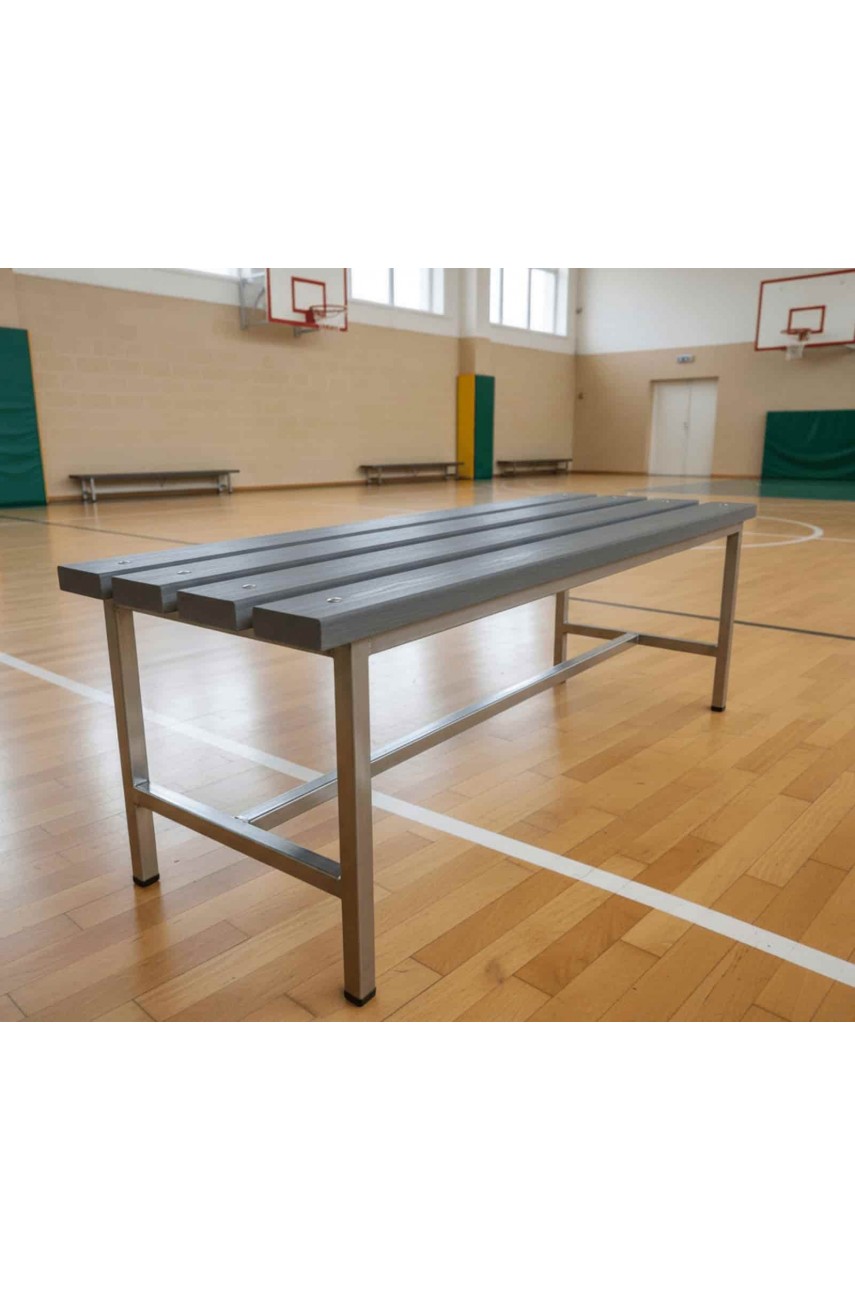 Скамейка для раздевалок (Нержавеющая сталь + ДПК) 1500 мм