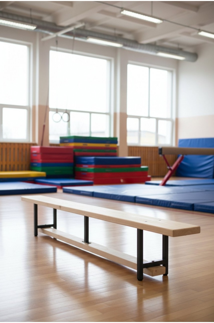 Скамейка гимнастическая 2000 мм (щит сосна) на металлических ножках